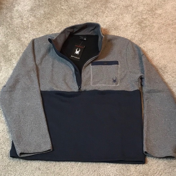 Spyder Other - NWT mens SPYDER 1/2 zip sweatshirt pullover - L - gray & navy